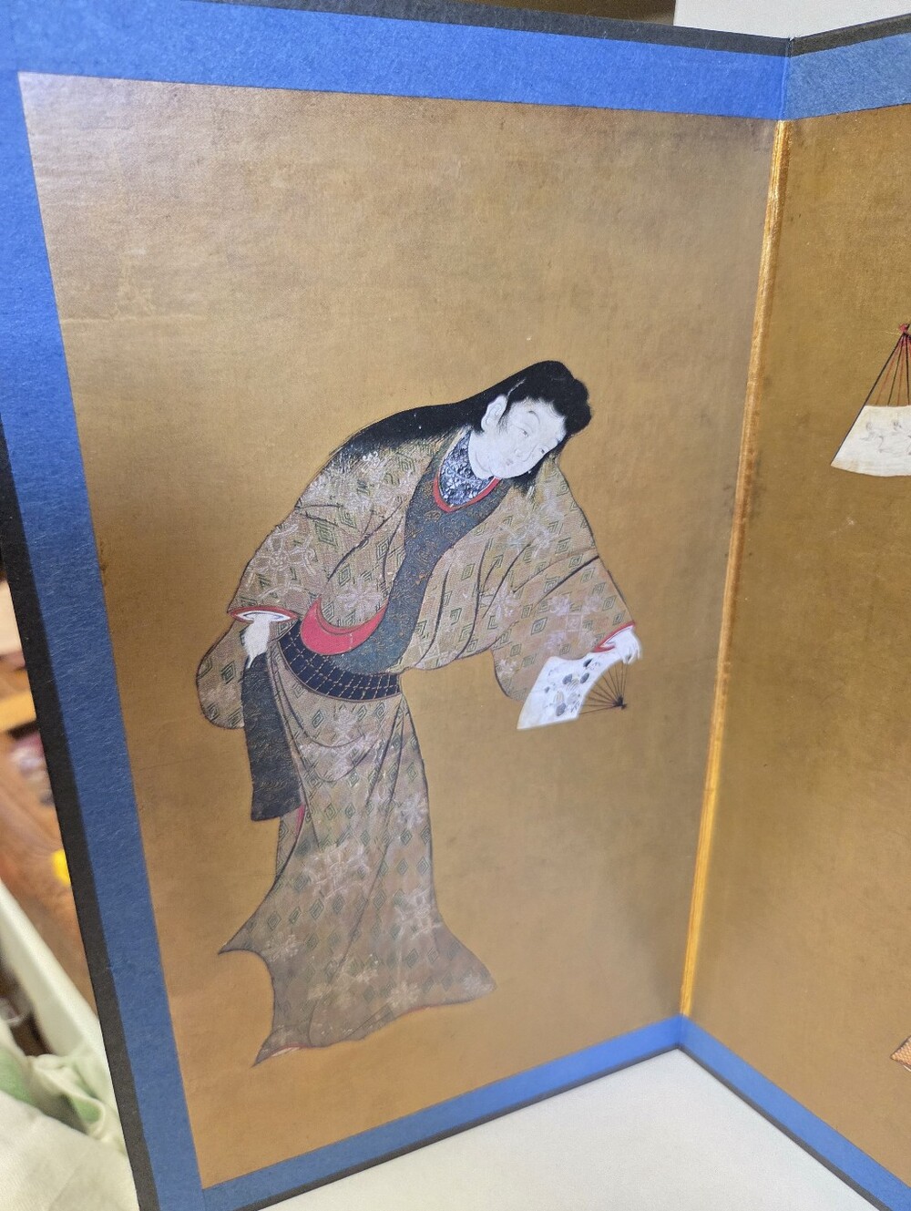 Vintage Miniature Japanese Byobu 6-Panel Folding Screen - Dancers - Picture 2 of 13